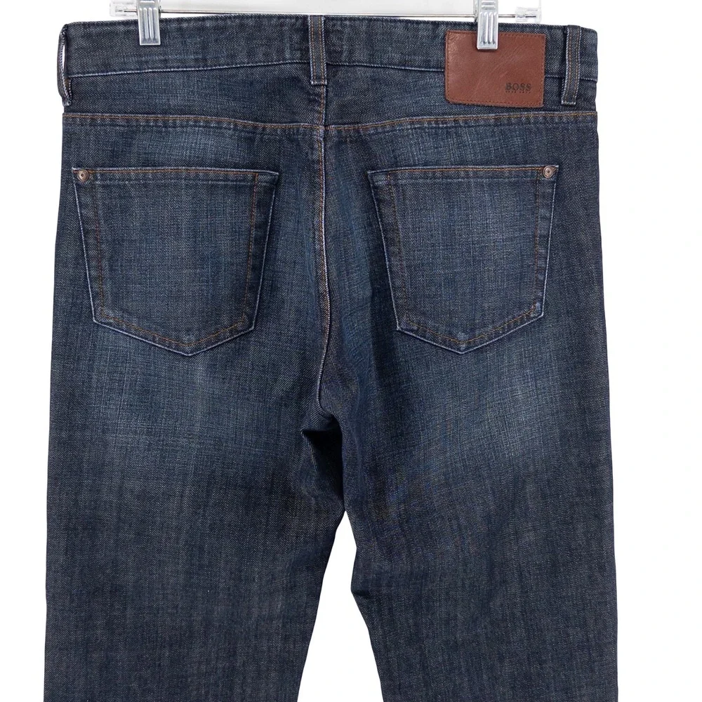Hugo Boss Mens 34x32 Kansas Jeans Regular Fit Dark Wash Denim Designer Luxe